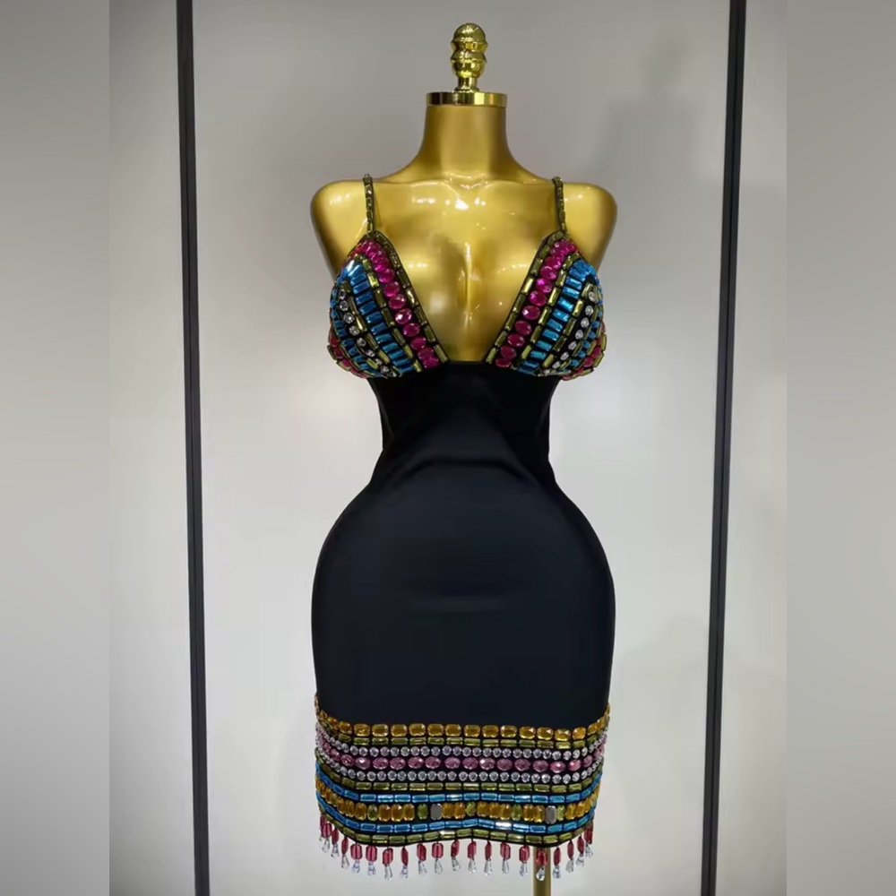 Elegant Black Beaded Dress